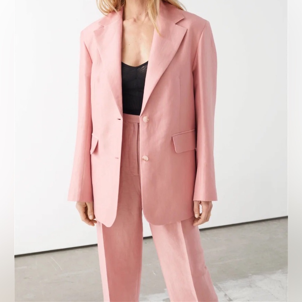 & Other Stories Pink Linen Blend Suit